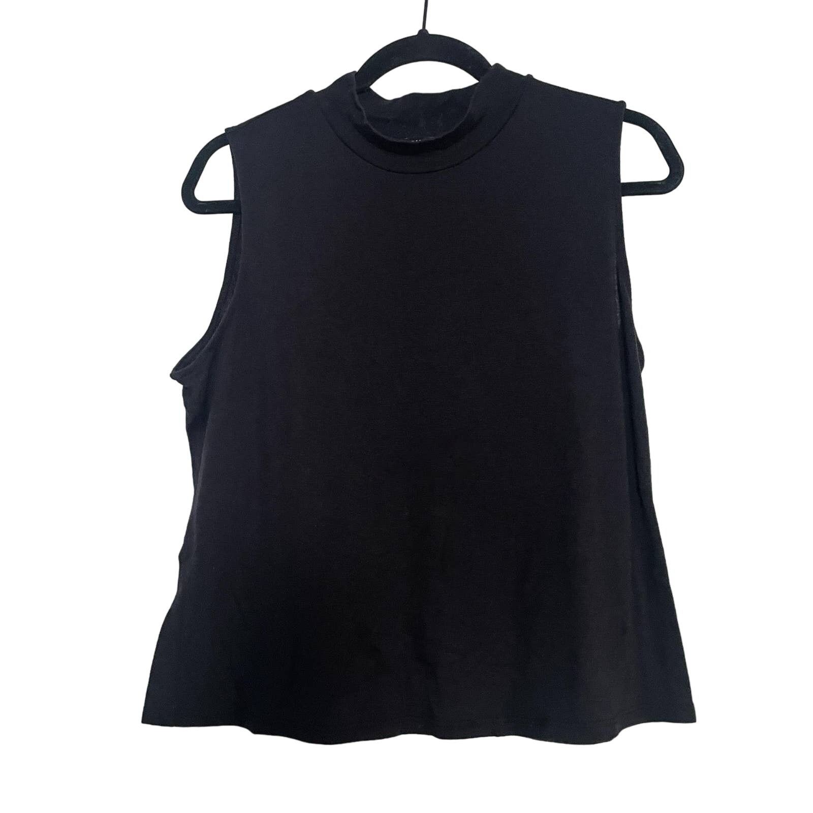 Athleta Soft Black Turtleneck Tank Top Yoga Athletic Athleisure Shirt Activewear